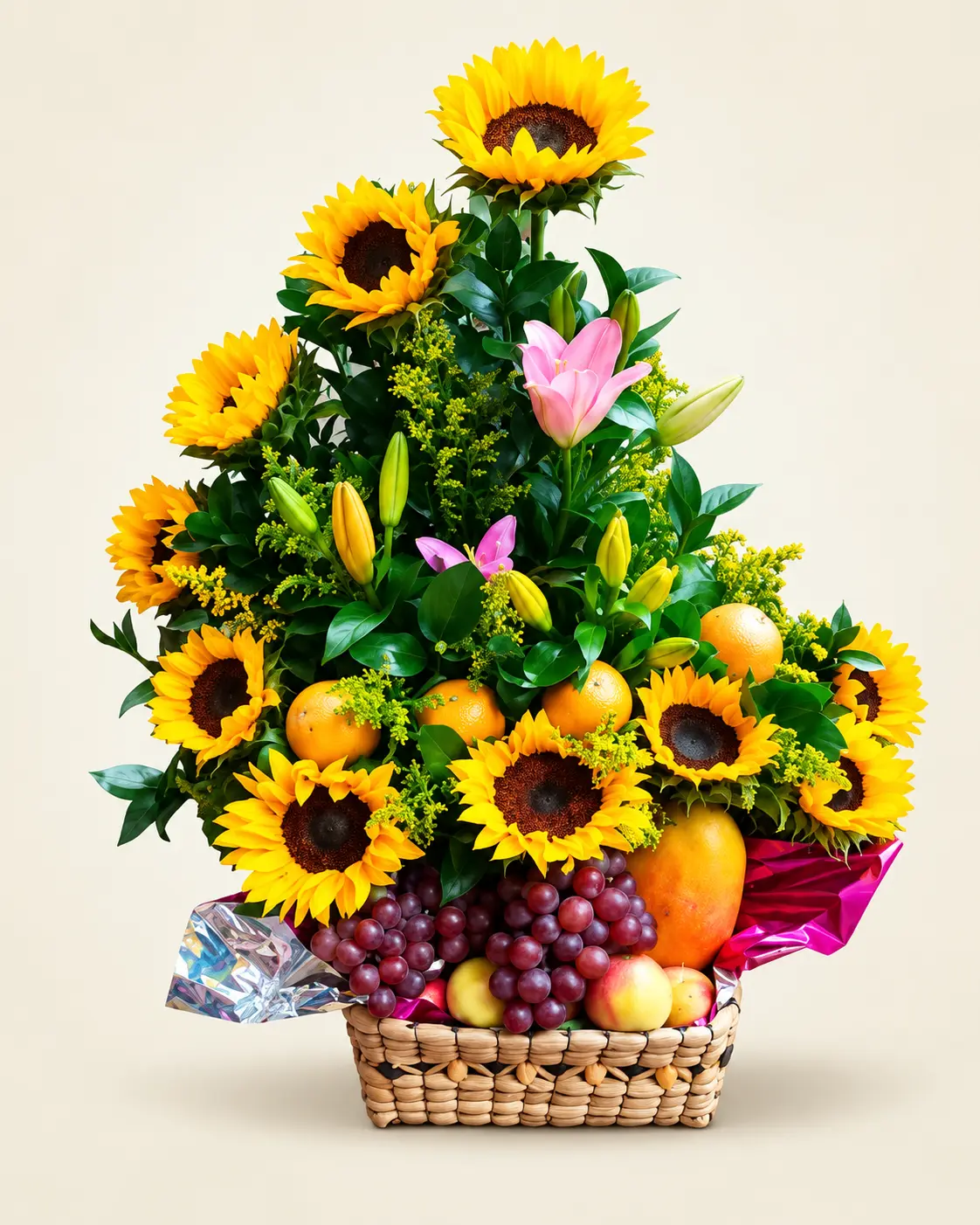 Girasoles y Frutas de Cumpleaños