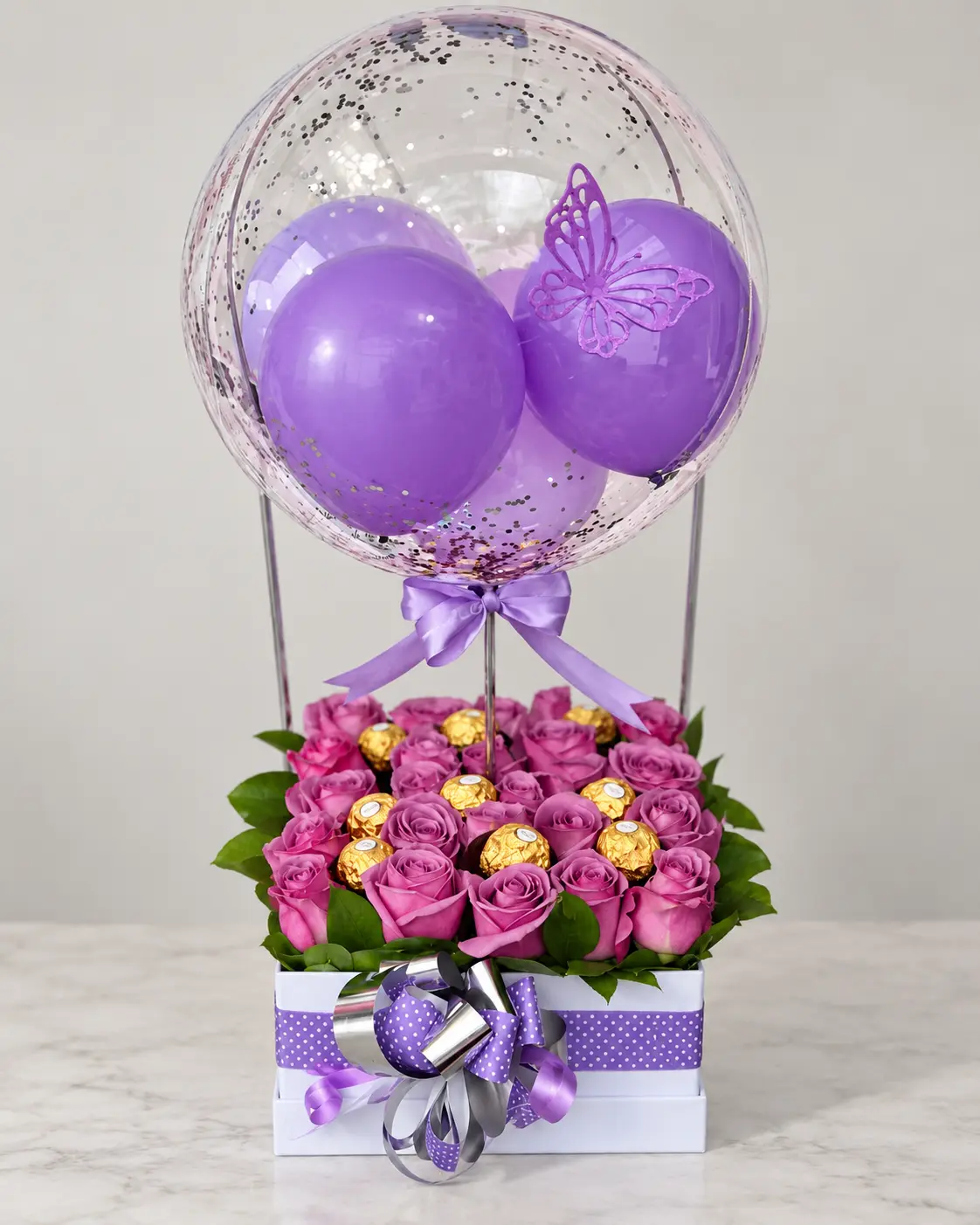 Rosas Lila y Chocolates
