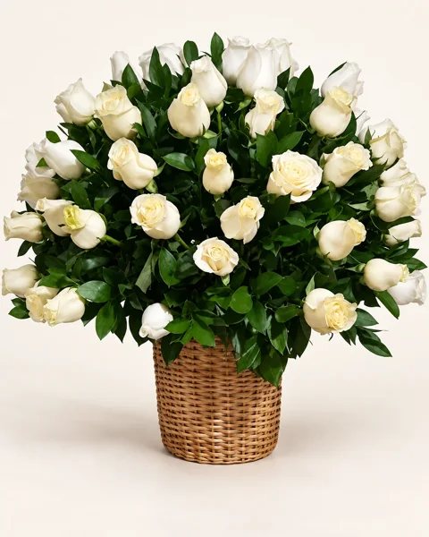 Canasta de Rosas Blancas
